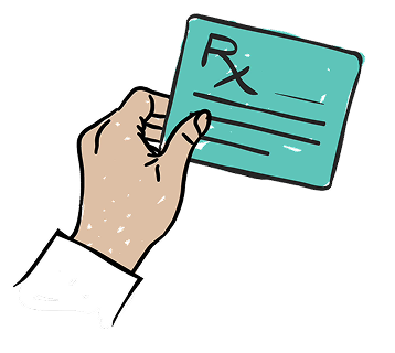 Illustration of Doctor Hand Holding Prescription